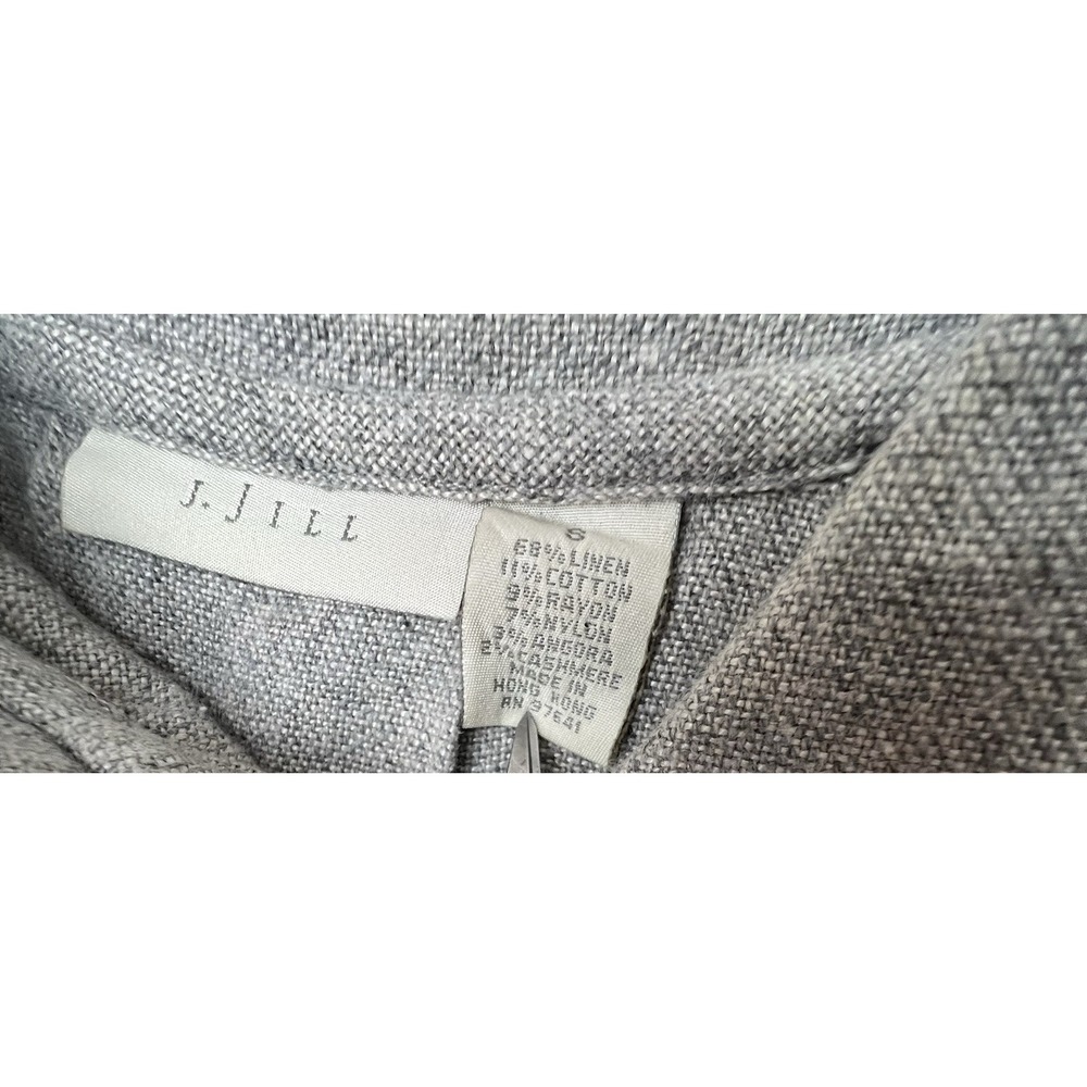 J. Jill Long Linen Jacket Lagenlook Pockets Cashmere Angora Blend Gray S - Picture 6 of 9